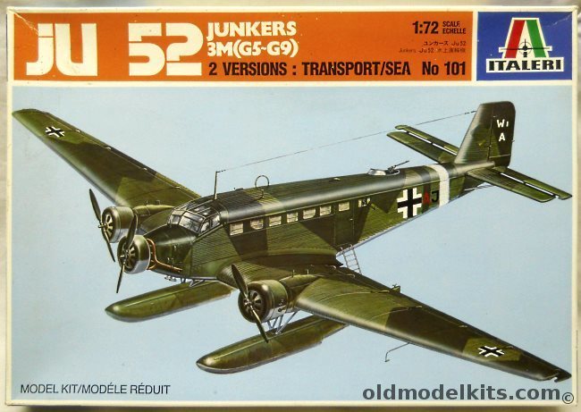 Italeri 1/72 Ju-52 Floats or Land Based - G7 Crete 1941 / Mediterranean Sea 1943/1943, 101 plastic model kit